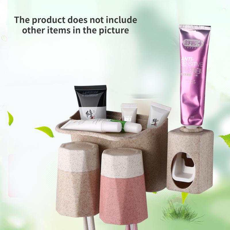 Автоматический выдавливатель зубной пасты из пшеничной соломы, стакан для мытья, набор для мытья зубных щеток, держатель для стакана для хранения зубных щеток