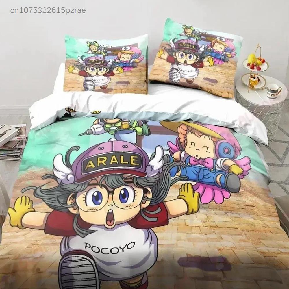 Мультяшный DR S-Slump Арале Аниме Комплект постельного белья Печатный комплект постельного белья с наволочкой Пододеяльник Мягкое постельное белье размера Queen King для дома