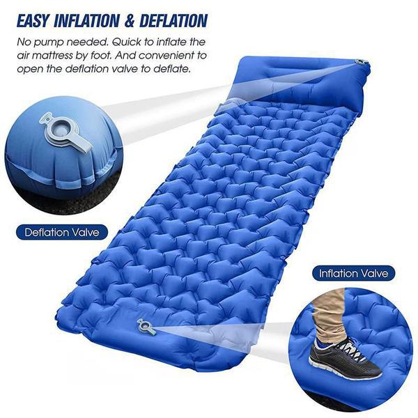 Camping Sleeping Pad Inflatable Waterproof Sleeping Pad with Built-in Pump, Foot Operated Ultra Thick Durable Ultra Light Air Cushion