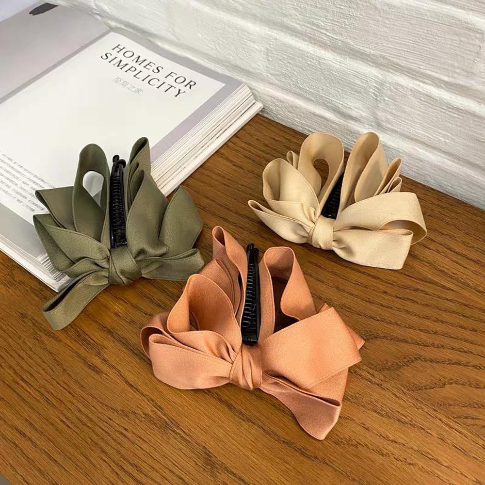 Hair Accessories Sweet Korean Women Girls Ponytail Holder Bow Hairpin Banana Clip Vertical Clip