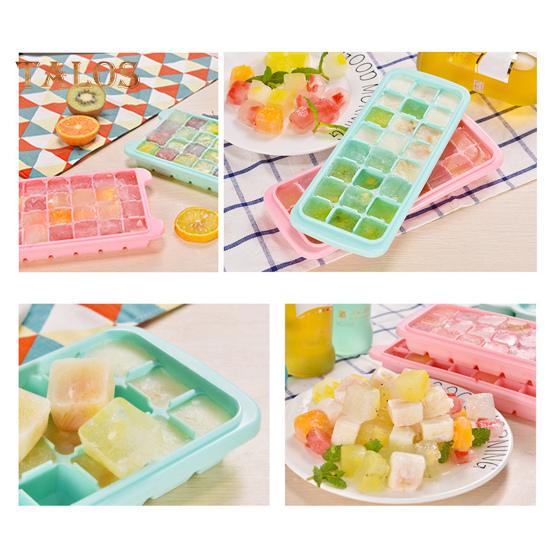 Ice Cube Mold with Cover DIY No Odor Convenient 24 Grids Easy Release Ice Cube Trays Kitchen Tool