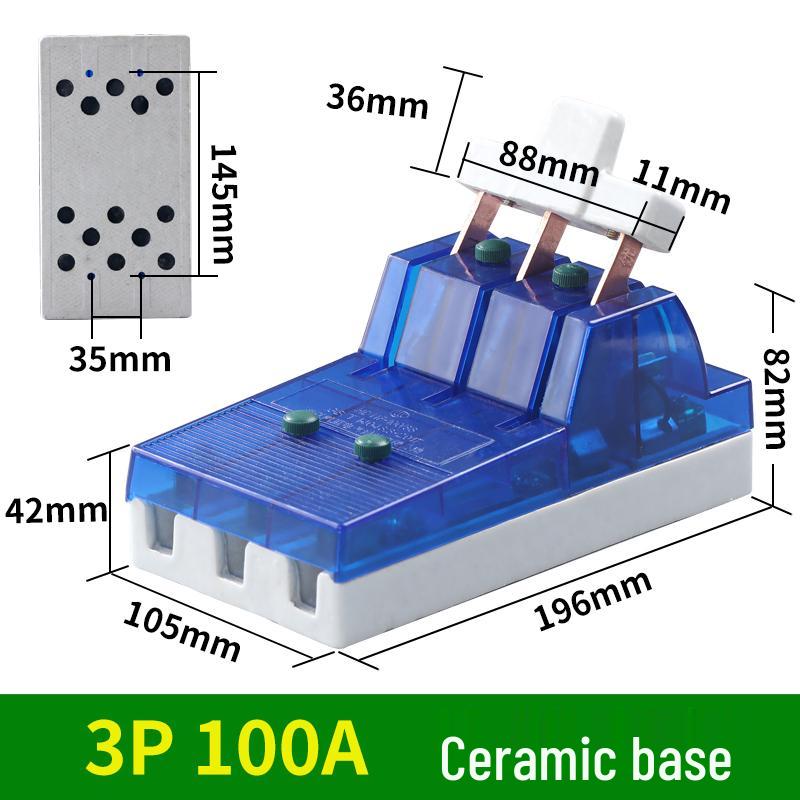 63A 220V Blue Transparent Single-Throw Load Isolator Knife Switch for Single/Two-Phase Household Use.