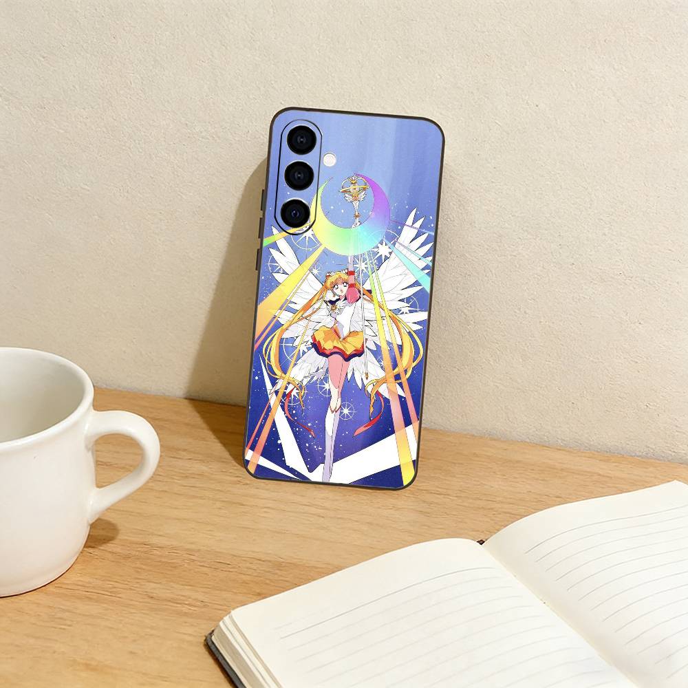 CUTE Cartoon S-Sailor M-Moons Phone Case For Samsung Galaxy A73,A72,A71,A70,A53,A52,A51,Others Soft Black Cover