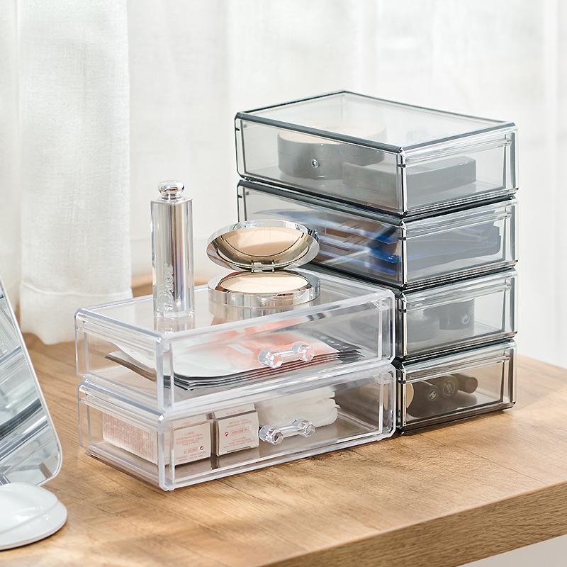 Transparent Organizer 1pcs Stackable Cosmetics Storage Drawers Office Sundries Organizer Box Jewelry Container Box
