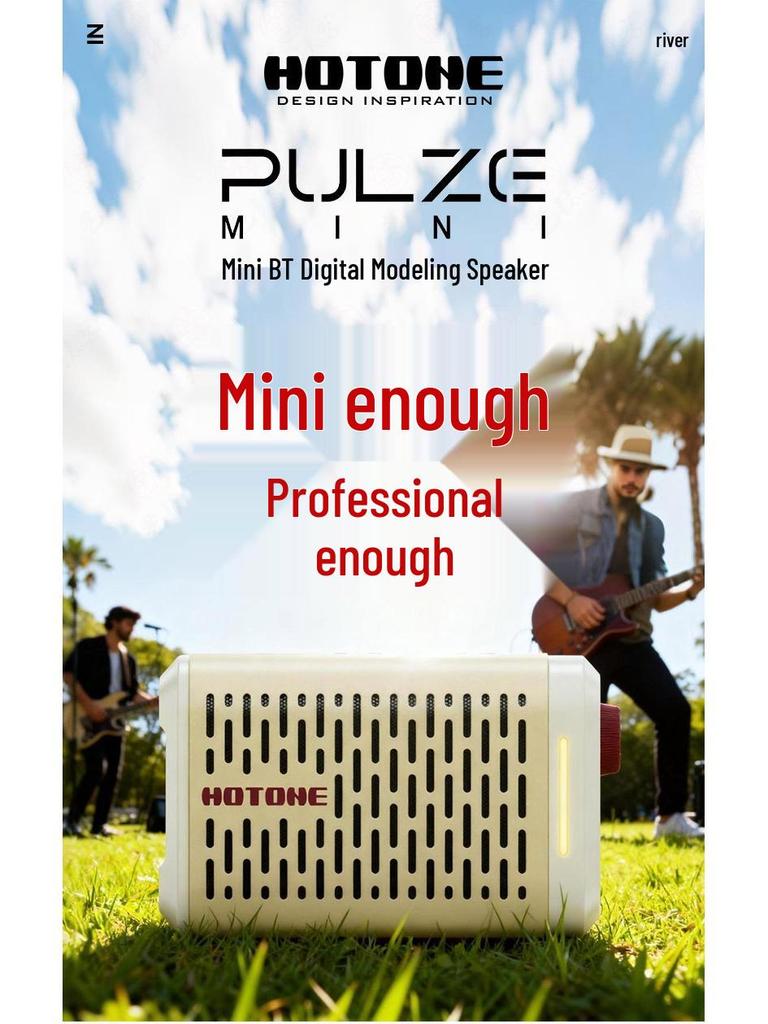 Hotone Pulze Mini Bluetooth Electric Guitar & Bass Amplifier/Speaker for Outdoor Performance