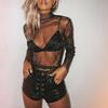 Summer Women Mesh Top Sexy Sheer T Shirt Transparent Tops Turtleneck See Through Clothes