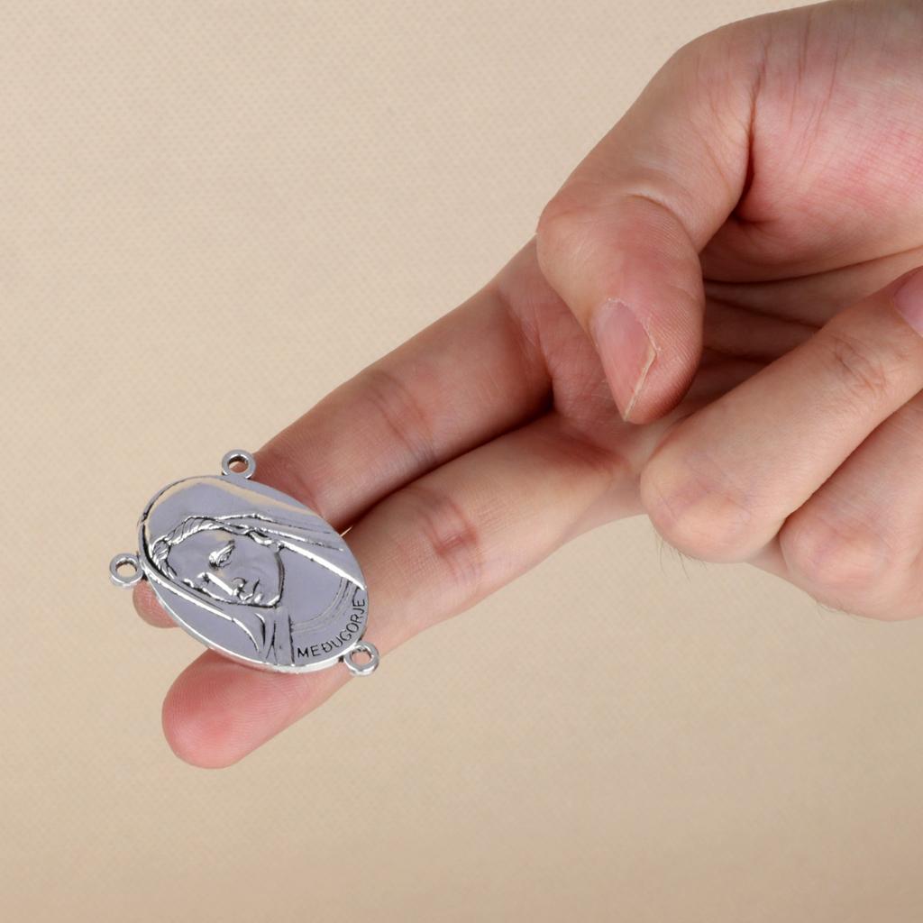 5Pcs Blessed Virgin Mary Centerpiece Our Lady of Medjugorje Medal Rosary Center for Rosary DIY Jewelry Accessories