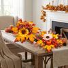 Rustic Style Autumn Sunflower Wreath Ornament Simulation Candle Holder  Doorway Decoration