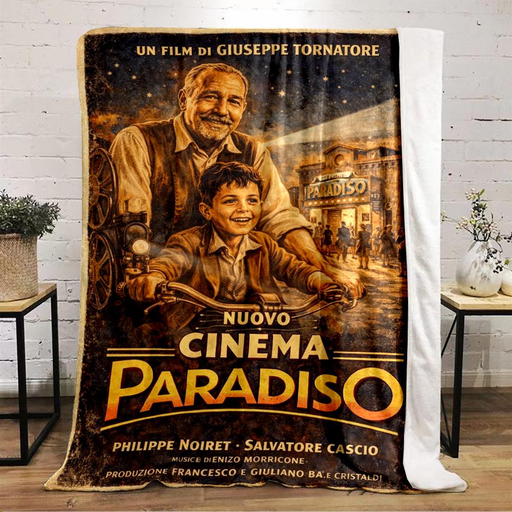 "Nuovo Cinema Paradiso Vintage Art Design Warm blanket" Flannel blanket for bedroom, living room, sofa, and nap.
