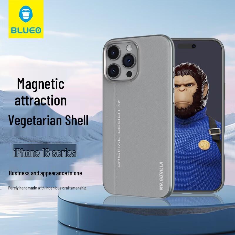 Мистер. Синий Ape Магнитный кожаный чехол для iPhone 16