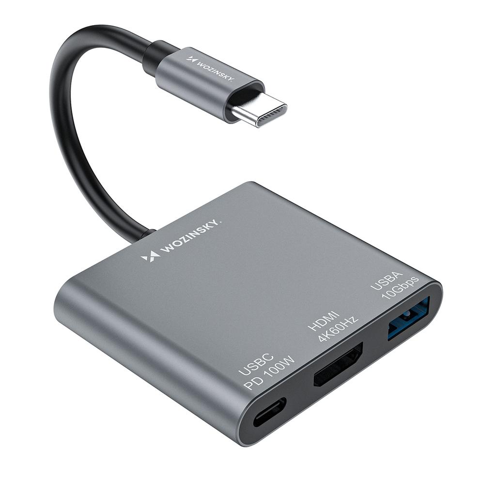 Хаб-разветвитель USB-C на USB-C USB-A HDMI PD 10 Гбит/с 4K - серый