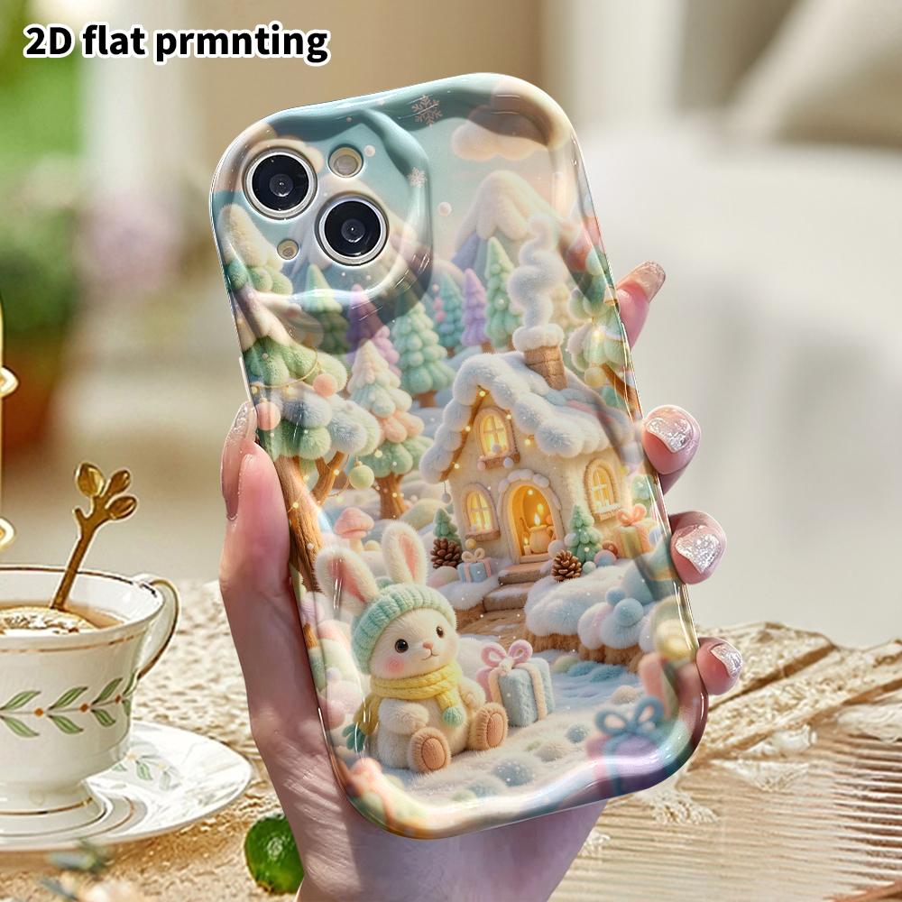 Phone Case: 2D flat, suitable for iPhone 18, 17, 16, 15, 14, 13, 12Pro protective case, forest cabin, perfect Christmas and Halloween holiday gift