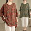 2025 Summer T-Shirt Plus Size Women Flower Printing Batwing Sleeve Loose Tops Casual
