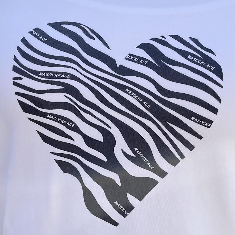 Плюс Размер Женская Летняя Печать Повседневная Новая Футболка С Коротким Рукавом