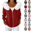 Women's Fashion Casual Sweater Zipper Print Cardigan Plush Hooded Jacket