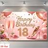 1 pair of fashionable 18th birthday pink rose glitter high heels with champagne polyester background cloth suitable for party