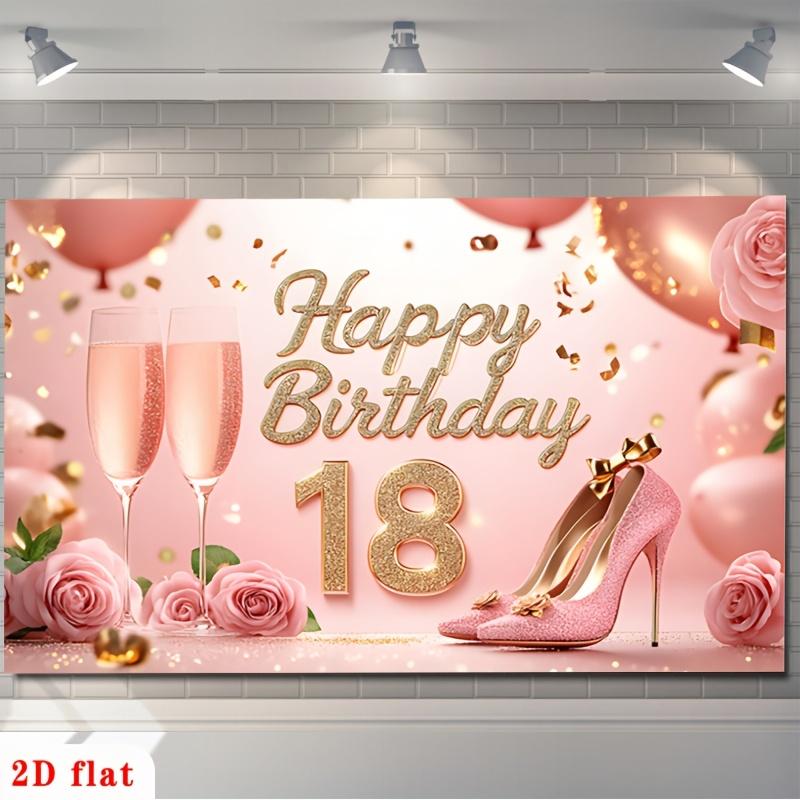 1 pair of fashionable 18th birthday pink rose glitter high heels with champagne polyester background cloth suitable for party