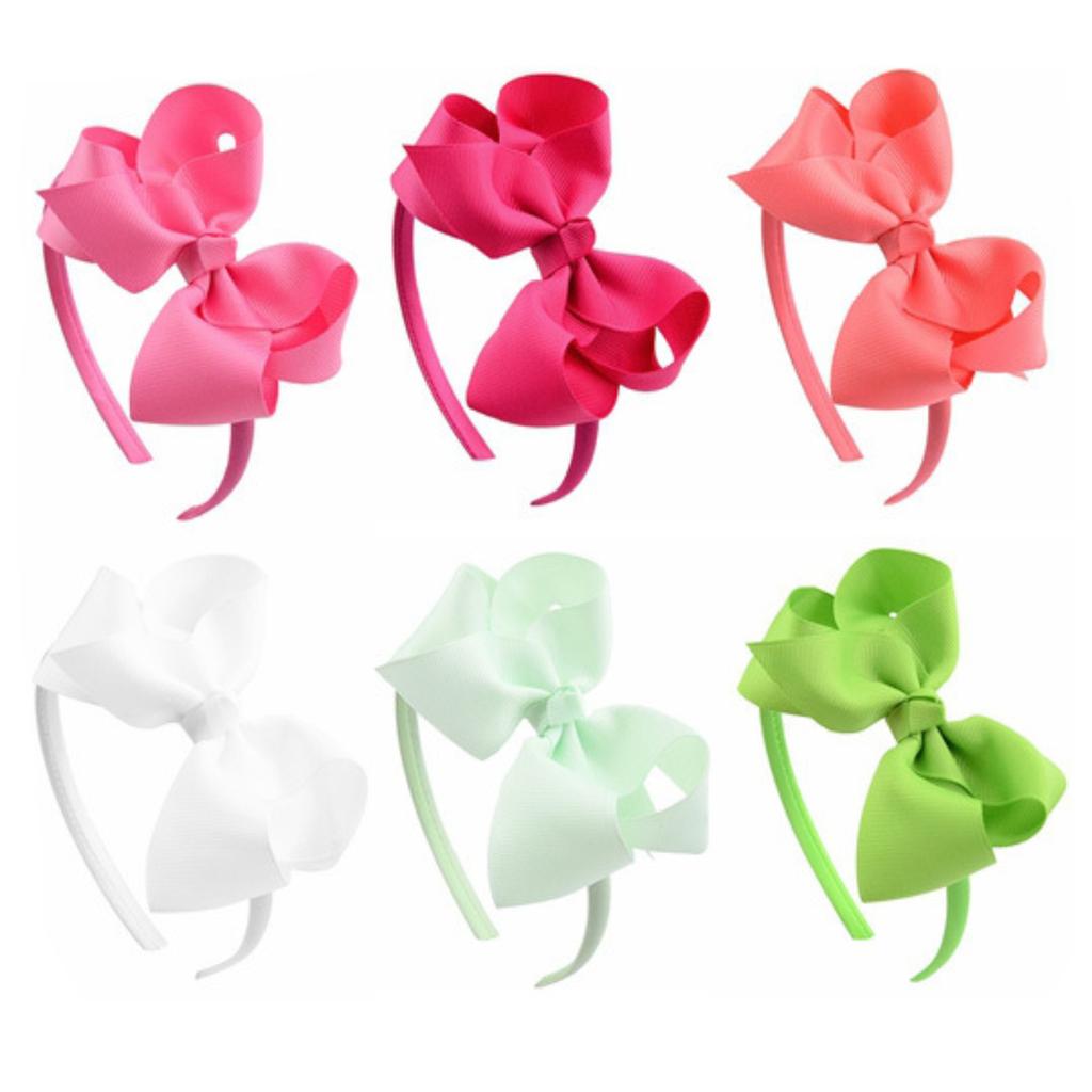6 Pack Hair Bows Plastic Hair Headband Grosgrain Ribbon Headbands Hair Hoops Hair Accessories for Baby Girls Kids