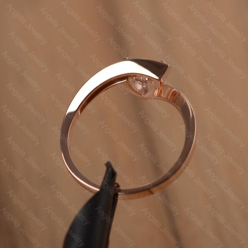 Women's Pink Trillion Cut Morganite Gemstone Ring 925 Sterling Silver Statement Band For Engagement & Wedding Wear