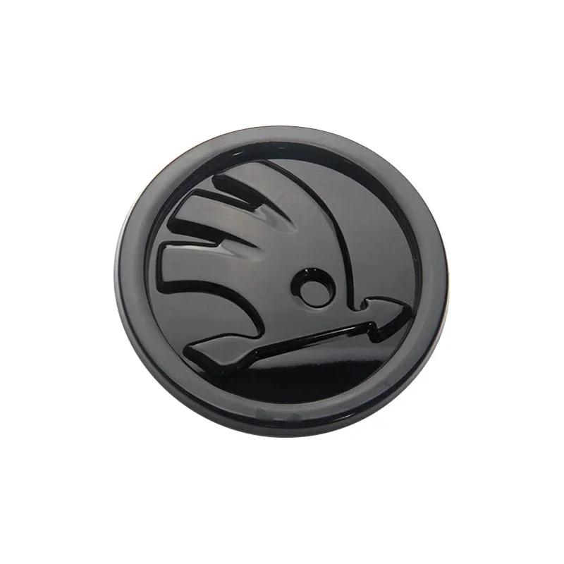 ZDVK6 2pcs 80mm/90mm 3D Car Emblem Badge Hood Front Rear Trunk Logo For Skoda Fabia 1 2 Octavia a7 RS Superb Rapid Yeti Karoq Vision