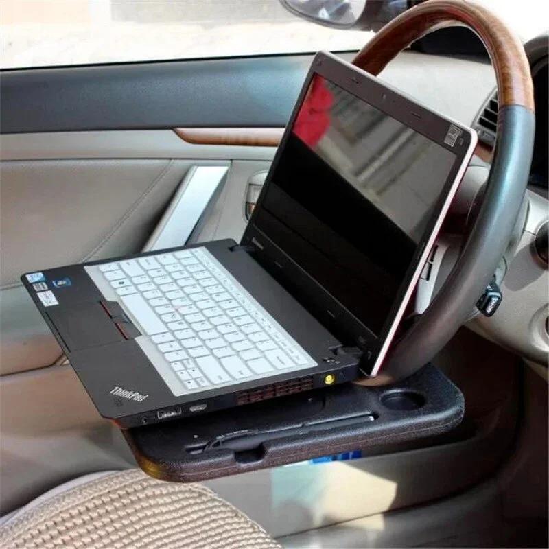 New Car Universal Laptop Stand Food And Beverage Stand Desk Steering Wheel Tray Table Stand Auto Interior Accessories Storage