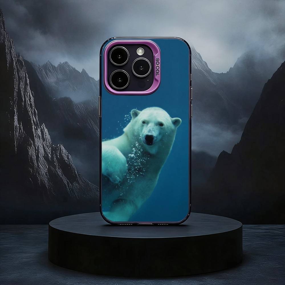 A-Animal P-Polar B-Bear Phone Case For iPhone17,16,15,14,13,12,11 Plus,Pro Max Black Candy silver phone case