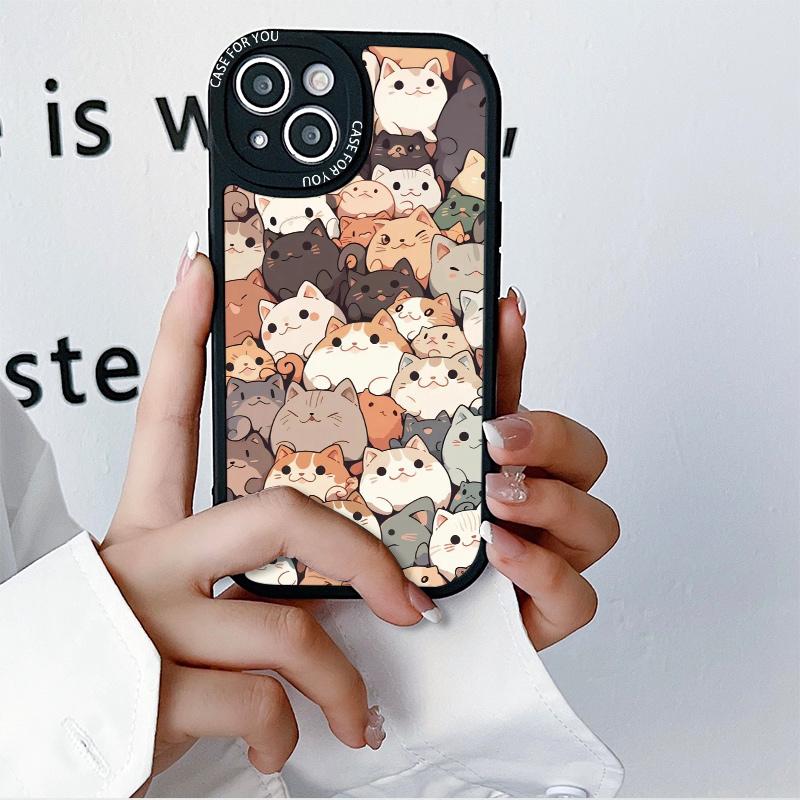Гибкий мягкий силиконовый чехол с мультяшным цветным принтом и милыми животными и кошками, полная задняя крышка для iPhone Samsung Xiaomi Redmi