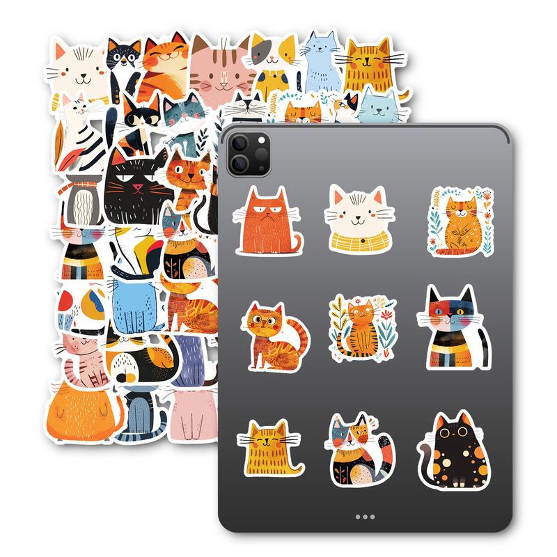 50 PCS Cartoon Cat Waterproof Stickers DIY Refrigerator Notebook Notebook Notebook Computer Water Cup Luggage Decoration
