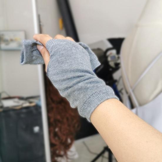 1 пара осенне-зимних перчаток без пальцев, трикотажные, высокоэластичные, нескользящие, с запястьем