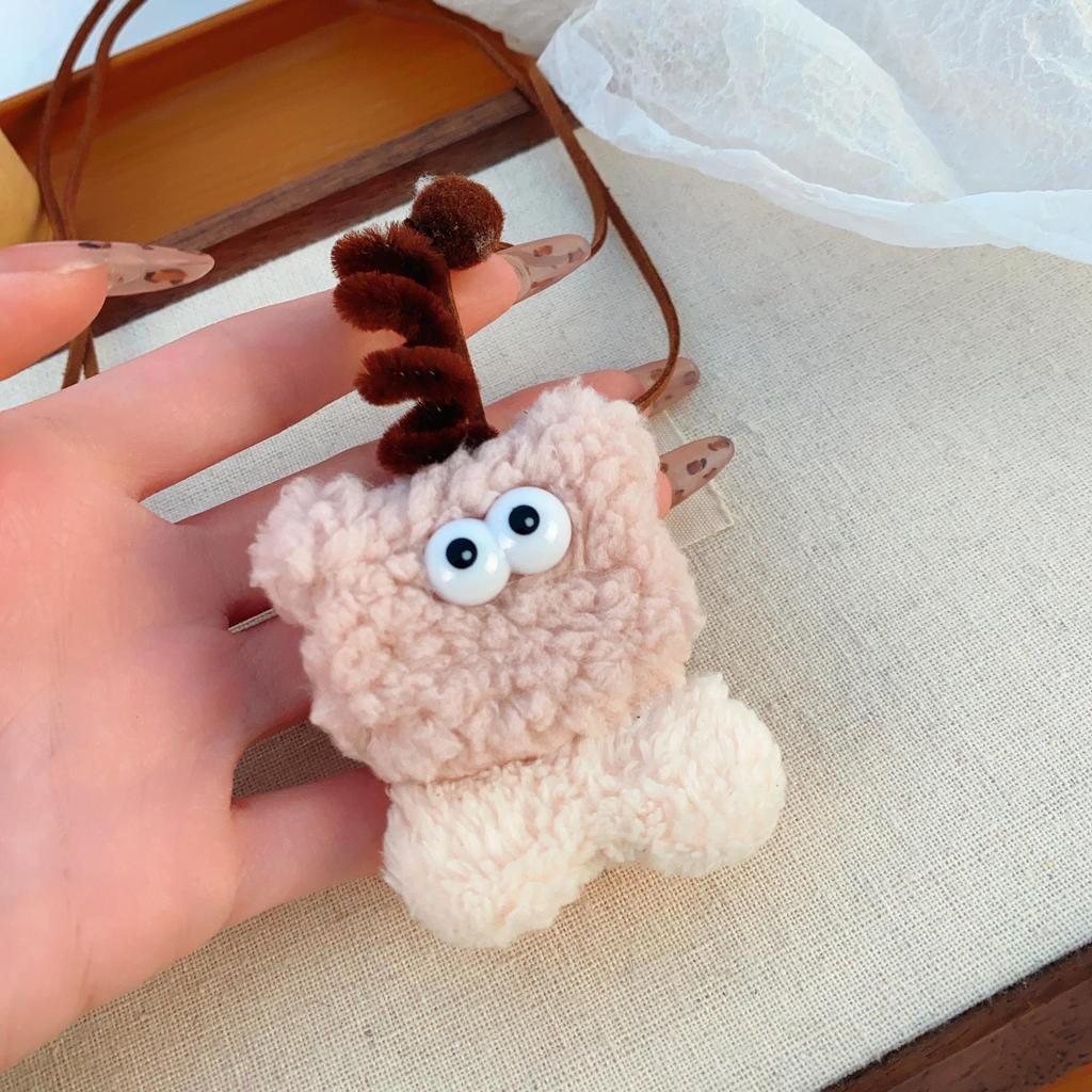 Cartoon Cute Twist Stick Plush Pendant Necklace – Heart Sweater Chain for Girls