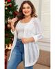 Azura Exchange White Plus Size Eyelet Knit Open Front Cardigan