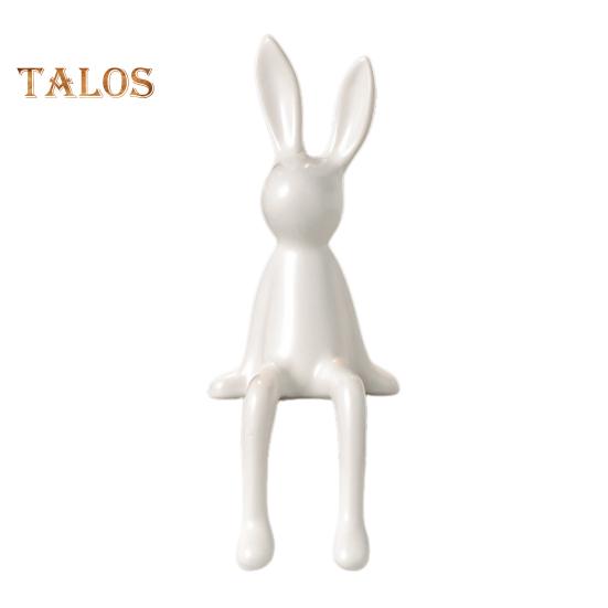 Керамическая фигурка кролика, сидящая скульптура кролика, минималистская статуэтка кролика для стойки, книжной полки, домашнего бара, офиса, украшения