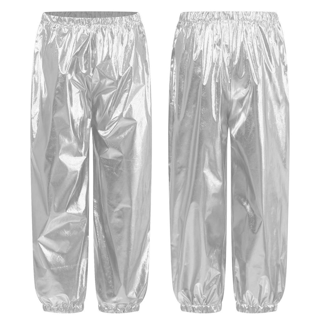 Детские блестящие брюки для мальчиков и девочек, джазовые танцевальные костюмы для выступлений на сцене, для вечеринки по случаю дня рождения, школьного шоу