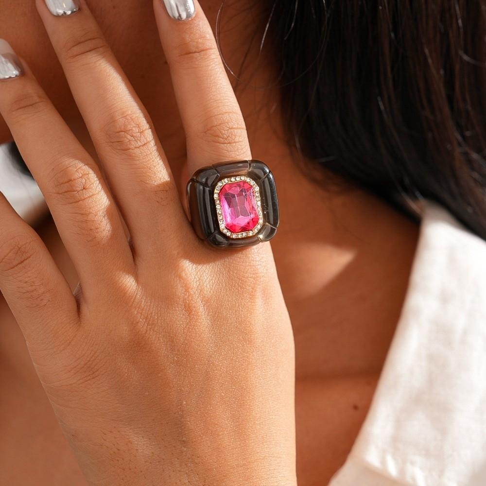 Candy Color Geometric Ring Y2K Classic Big Dome Plain Ring Hand Ornaments Acrylic Resin Ring  Party
