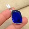 Solid 925 Sterling Silver Blue Sapphire Lab-Created Handmade Jewelry Christmas Gift Pendant
