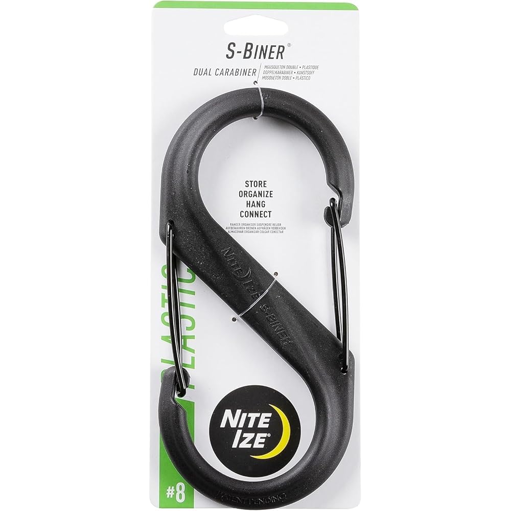 Nite Ize S-Biner Пластиковый #8 Черный Универсальный Зажим 2 шт. Прочное Легкое Снаряжение для Активного Отдыха
