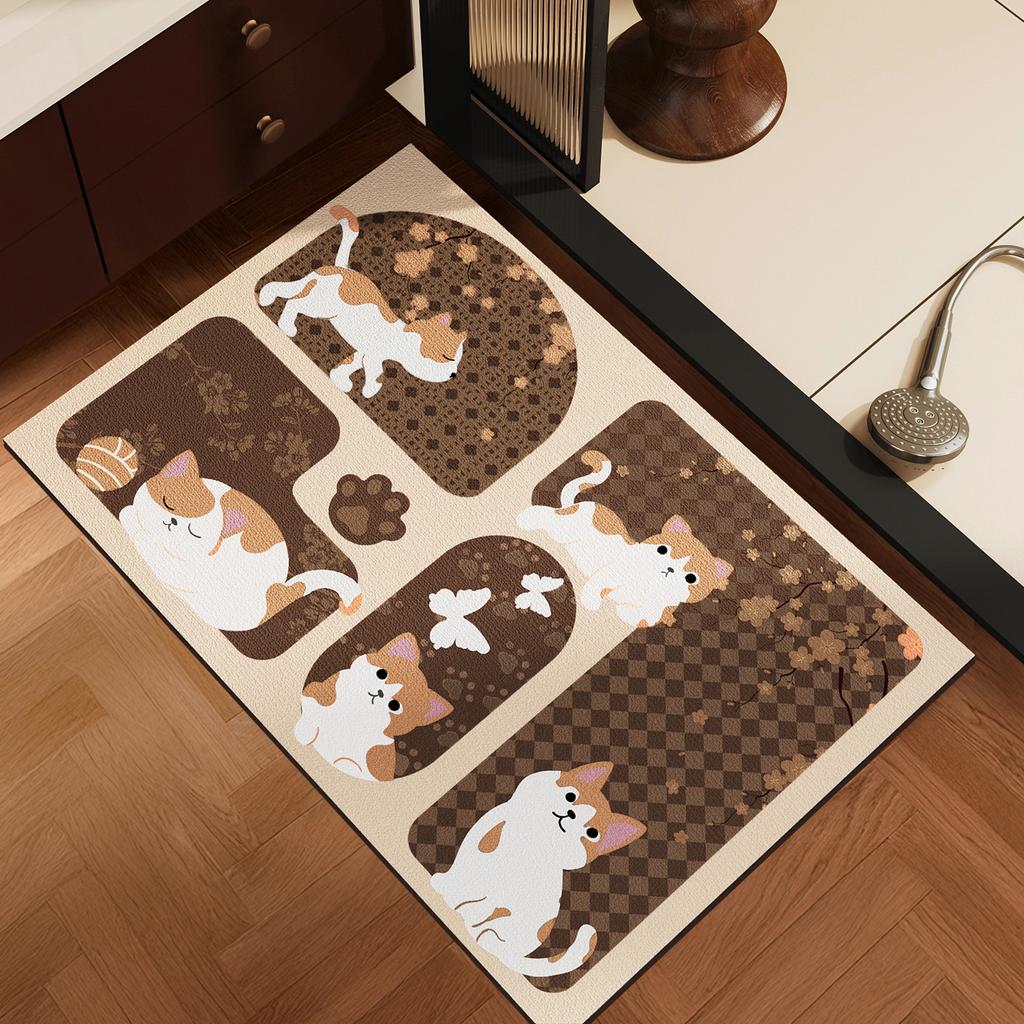 Мягкий коврик для пола из диатомовой земли в средневековом стиле, коврик для пола в ванную, туалет, бытовой, водопоглощающий, быстросохнущий, грязеотталкивающий, нескользящий коврик