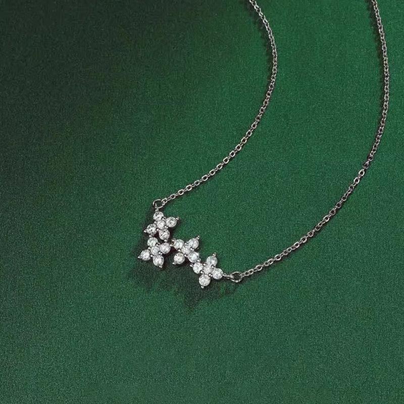 S925 sterling silver four-leaf clover necklace women's exquisite high-end feeling full diamond pendant fashion gift