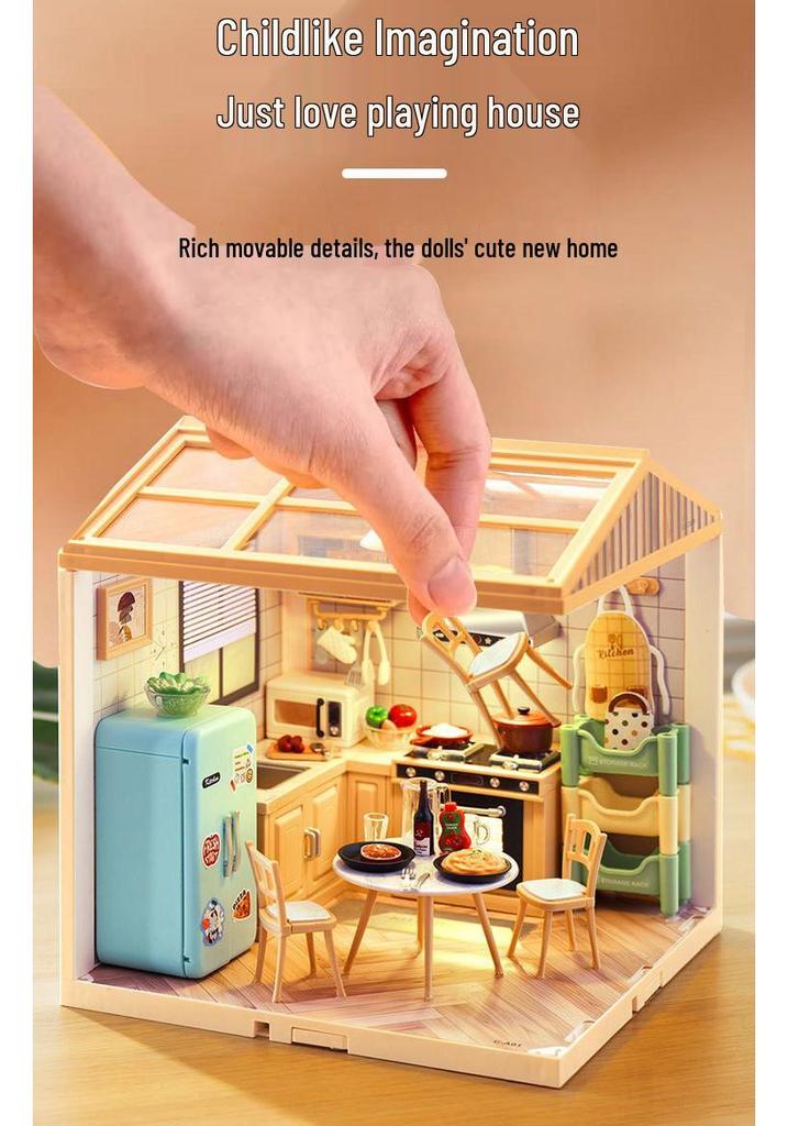Детский DIY Домик-кукла Модель со светом - Большой Город и Маленький Город 3D Строительный Пазл Образовательная Игрушка Подарок