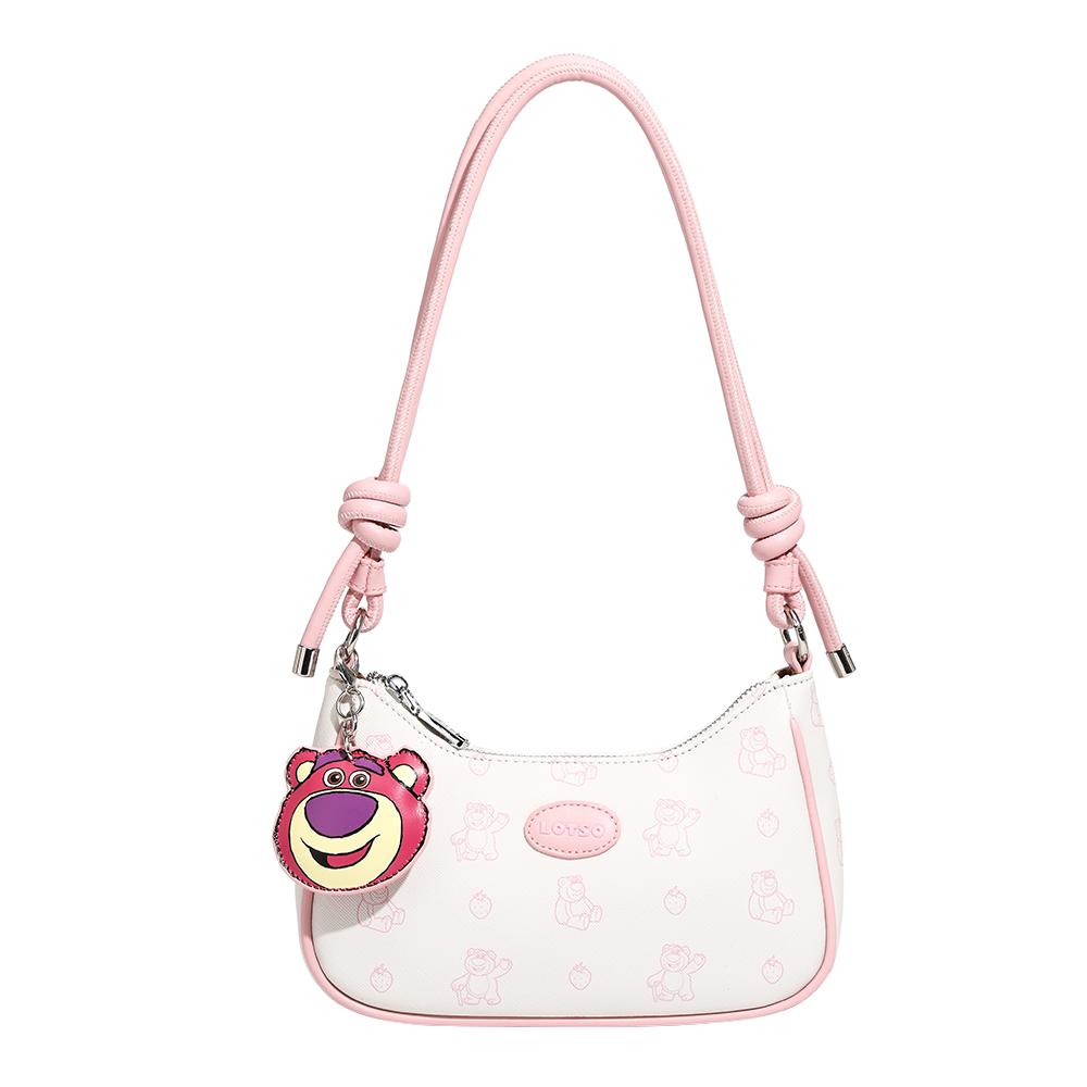 New Disney Strawberry Bear Series PU Shoulder Bag Regular Women's White/Pink BMK-71537W