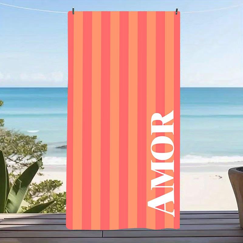 Groovy Retro Quote Microfiber Beach Towel Large Blue White Striped Sand Free Pool Towel Quick Dry Lightweight Compact Travel