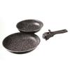 Lot de 2 poêles pierre 24 et 28 cm + poignée amovible Secret de Gourmet