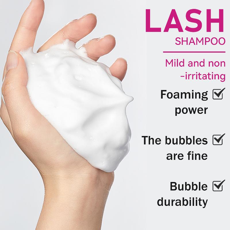 Eyelash Extension Cleanser Lash Shampoo Foam with Cleaning Brush Safe to Use Removes Makeup Residue for Natural Lashes