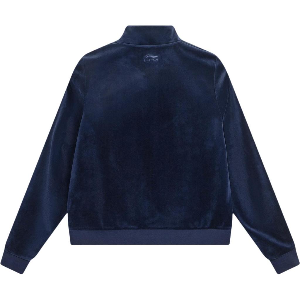 Li Ning Sports Lifestyle Series American Retro Casual Fashion Versatile Velvet Knitted Stand Collar Zipper Sports Jacket Women Jacket AWDVC24-1
