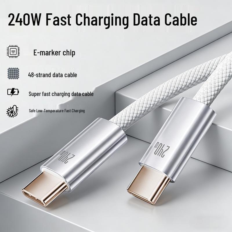 Плетеный кабель для быстрой зарядки 240 Вт, двойной Type-C, для Apple, Huawei, Xiaomi и устройств Android