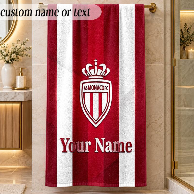 Beach TowelMonaco FC Custom Name Text Personalized Soft Towel for Beach Pool Indoor Home Decor Gift