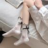 Cute Bowknots Cute Ruffle Socks Women Lolita Sweet Girls Kawaii Socks JK Japanese Styles Solid Color Black White Gray Long Socks
