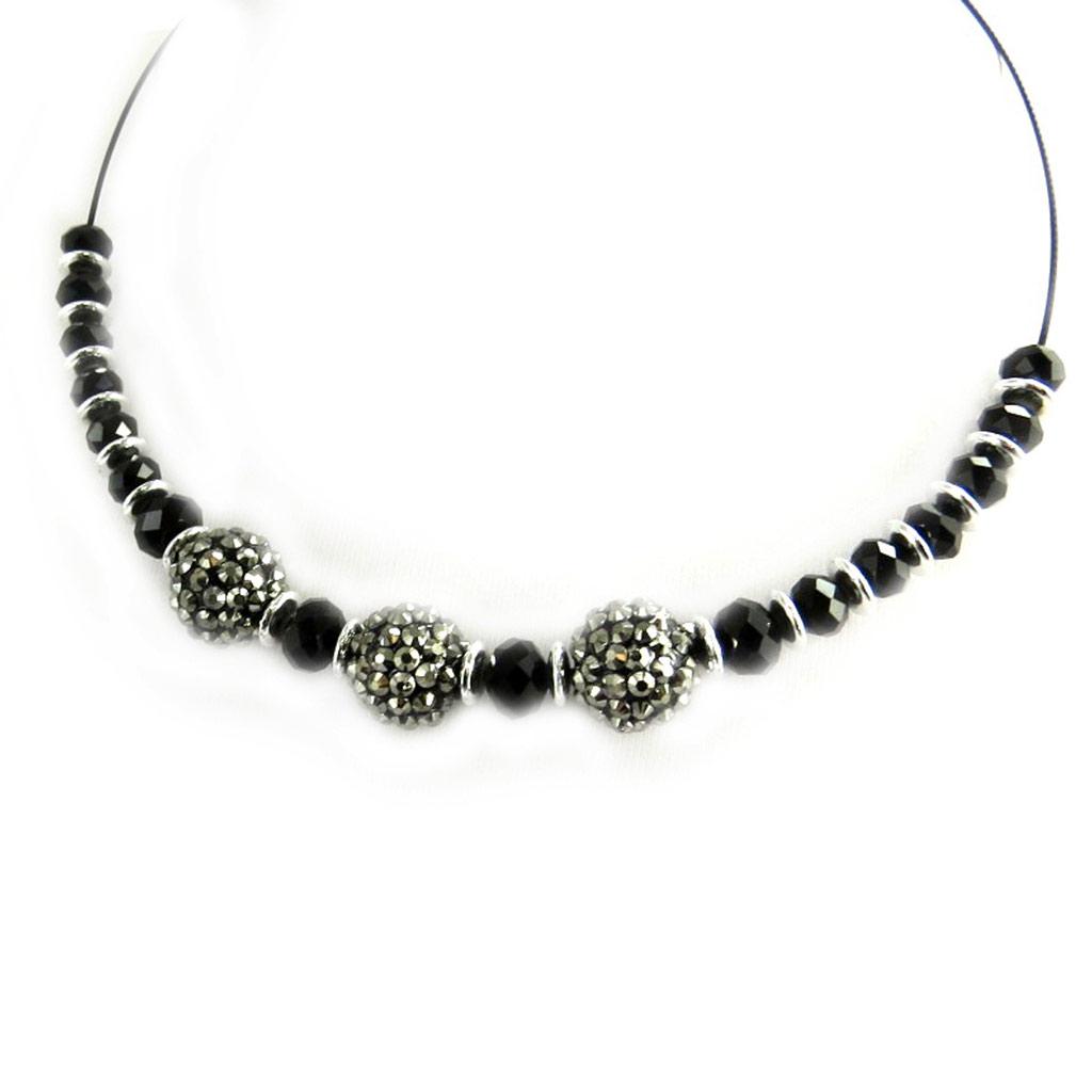 Les Trésors De Lily [M0689] - Black Gray 'Sissi' Cable Necklace