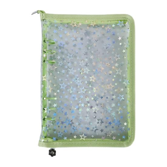Папка-регистратор на молнии с прозрачным окном, дизайн со звездами, ПВХ обложка, органайзер для карт с множеством отделений, портативный держатель для карт, папка для карточек айдолов, фото