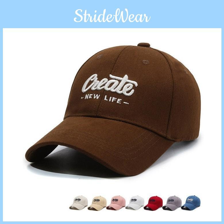 Cotton Brim Curved Cap With Embroidery Adjustable Strap Men Women Outdoor Use